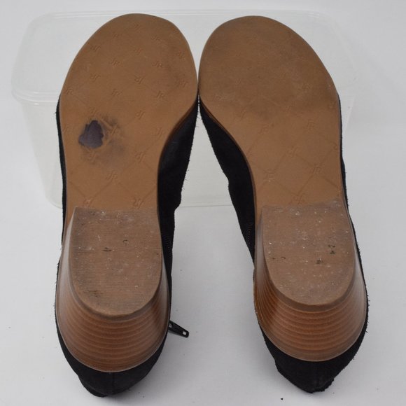 Jack Rogers Bailee Bootie Suede sz 7 Black Ankle Dark Academia - Picture 8 of 15